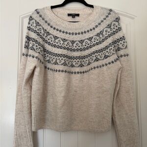 Lulu's Cream and Gray Patterned Women's Sweater